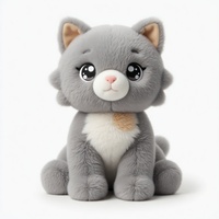 Fabricant de jouets en peluche personnalisés OEM ODM, peluche chat gris Kawaii, rembourrage en coton PP, peluche douce et bien garnie, jouet en peluche personnalisé