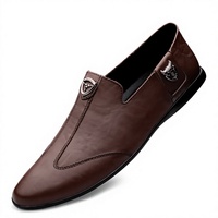 Mocassins d'automne pour hommes en cuir de vache véritable, à enfiler, avec semelles souples, respirants, chauds et amortissants, chaussures décontractées