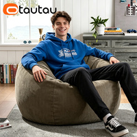 OTAUTAU Housse de pouf moderne en velours côtelé pour adultes et enfants, housse amovible, fauteuil inclinable, siège d'angle de salon, pour jeux et films