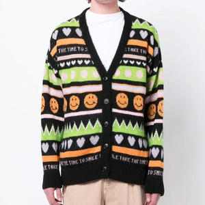 Pull à manches longues pour hommes Col rond Cardigan en mohair Pull en tricot pour hommes Pull en mohair à motifs tricotés - Product Image 1