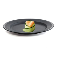 Vaisselle de restaurant d'approvisionnement d'usine Assiette à sushi ronde noire en mélamine de 10 pouces