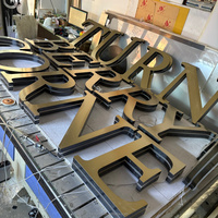 Enseigne 3D avec lettres en acier inoxydable, enseigne 3D en acrylique rétroéclairée, enseigne 3D à LED, vente en gros de logos commerciaux par les fabricants