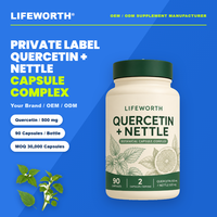 LIFEWORTH - Cápsulas de Quercetina y Ortiga de Marca Privada, Complejo de 500 mg, Suplemento Antioxidante para la Salud de la Próstata, 90 Cápsulas, OEM, ODM