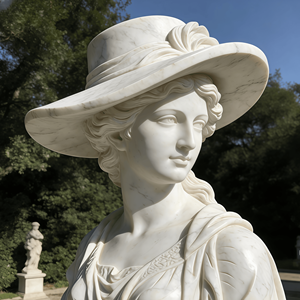 Sculture Eleganti di Donne in Marmo Personalizzate, Sculture di Donne con Cappello in Stile Britannico <span class=keywords><strong>per</strong></span> Decorazioni Esterne - Product Image 1