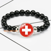 Bracelet perlé élastique noir drapeau britannique le plus vendu, accessoires patriotiques pour les mains, bracelet tendance pour hommes et femmes