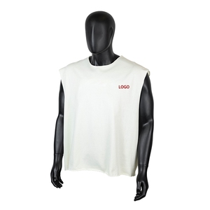 Débardeur <span class=keywords><strong>Homme</strong></span> Personnalisé OEM Streetwear Coupe Déchirée <span class=keywords><strong>Sans</strong></span> Manches T-shirt Coton Brut Bords Bruts Coupe Musclée Épaisse Surdimensionnée - Product Image 1