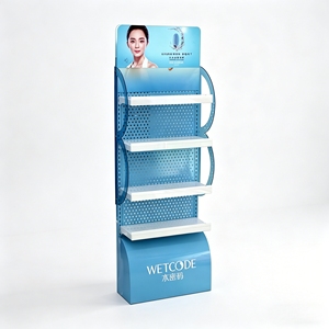 Pegboard & Shelf Metal Display <b>Stand</b> Floor Rack for Skincare & Cosmetics Versatile Retail Fixture for Supermarket Beauty Counter - Product Image 1