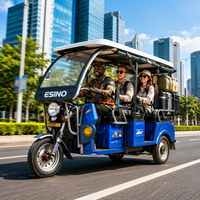 Nouveau modèle de tricycle électrique de type auto-rickshaw/tuk-tuk, 6 places à double rangée, pour le transport de passagers et le service de location de moteurs.