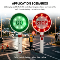 Panneau de signalisation routière LED clignotant rechargeable, portable, en plastique ABS réfléchissant, 19x37cm, sécurité routière, rouge et vert