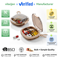 Pastillero Portátil, Estuche para Pastillas de Viaje a Prueba de Humedad con 4/6 Compartimentos, Dispensador de Medicamentos de PC y Silicona con Bloques de Color, Logotipo Personalizado