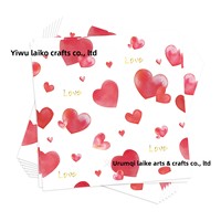 Serbet Pesta Bertema Hati Merah untuk Hari Valentine dan Tahun Baru, Kertas Motif Hati Cinta 50/24 Pcs untuk Dekorasi Peralatan Meja Pesta