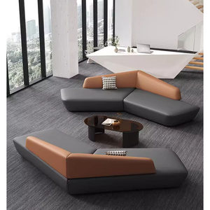 Divano in Pelle Minimalista per Ufficio Vendite, Hall d'Hotel, Area Ricezione Aziendale, Aree d'Attesa Bancarie - Product Image 1