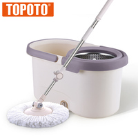 Ensemble serpillière rotative 360° Magic avec seau, roues, poignée en acier inoxydable durable et écologique, 2 têtes de serpillière en microfibre à quatre faces
