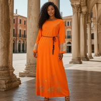 Robe Kaftan Abaya pour femmes musulmanes africaines, brodée de sequins, tenue modeste pour mariage, fête de l'Aïd, avec écharpe et ceinture
