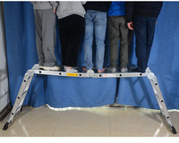 Échelle pliante multifonctionnelle en alliage d'aluminium pour la maison, portable, réglable en hauteur, échelle droite en A à quatre sections