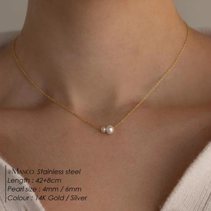 Collar con Colgante de Perla Simple Chapado en Oro de 14k EManco, Joyería para Mujer, Regalos de Cumpleaños para Mejores Amigas - Product Image 2