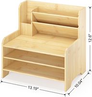 Organisateur de bureau en bambou durable à plusieurs compartiments, support de rangement multicouche pour documents, pour le tri des fournitures de bureau et l'usage quotidien