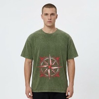 T-shirt pour homme de haute qualité, col rond, coupe décontractée, design personnalisé OEM, lavage à l'acide, style streetwear, impression DTG surdimensionnée