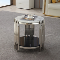 Table basse ronde de style moderne pour salon, meuble d'intérieur en acier inoxydable