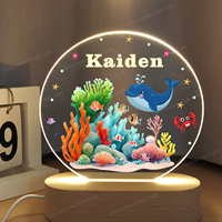 Animaux de la mer veilleuse nom personnalisé sous la mer bébé douche veilleuse l'océan lumière LED anniversaire cadeau de noël