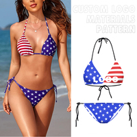 Logo kustom cetak dua bagian Bikini pakaian renang Lingerie Thong pakaian mandi seksi pakaian renang pakaian pantai wanita kasual mewah