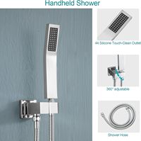 Ensemble de robinet de douche de 10 pouces, pommeau de douche avec poignée et valve en laiton chromé poli