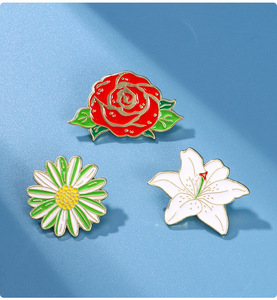 Spilla artigianale in lega personalizzata in metallo con spilla creativa rosa giglio margherita fiore serie a goccia d'olio spilla spinosa per cavallo distintivo - Product Image 2