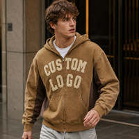 Sweat à capuche zippé color block personnalisé, veste à capuche entièrement zippée délavée, marque privée pour tenues streetwear vintage