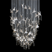 Lustres d'art de luxe en céramique, motif oiseau volant et colombe blanche, pour hall d'hôtel et escalier