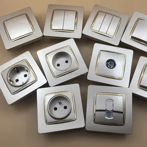 new high quality colour silver golden modern sockets and switches european wall light russian