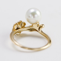 Bague de fête tendance en argent sterling 925 plaqué or 14 carats avec pierres précieuses, moissanite, diamant, motifs floraux, lotus et perle, style élégant