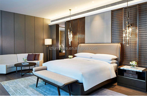 OEM Factory Direct Wholesale Price 3 Star Hotel Guest Room Furniture Manufacturer Custom King <b>Queen</b> MDF Panel Upholstered <b>Bed</b> - Product Image 2
