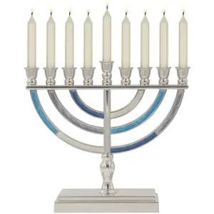 Hanukkah Menorah Neuf Branches Menorah Judaïque Candélabre religieux