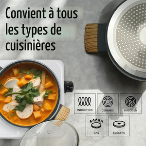Ensemble de casseroles en aluminium de haute qualité, revêtement en céramique marbrée moderne, 10 pièces, compatible induction - Product Image 6