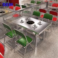 Table de restaurant pliable en cuir huilé avec plateau en acier inoxydable brossé SEM et chaises pour ensemble table et chaises de restaurant