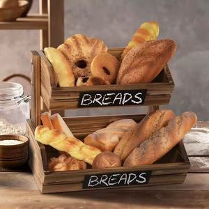 Espositore per Verdure e Pane a 2 Livelli in Legno, Cesto Portafrutta per Organizzazione Piano Cucina - Product Image 1