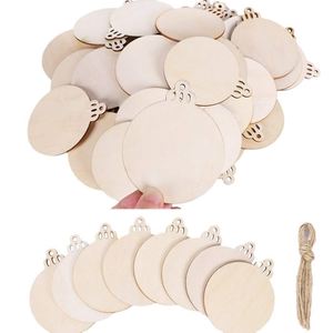 Adornos Navideños Rústicos Personalizados con Impresión UV Ecológica, Rebanadas de Madera en Blanco con Orificio para Decoración del Hogar de Temporada, Dropshipping - Product Image 1