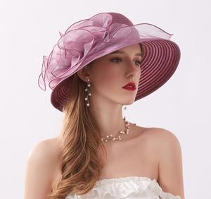 New Elegant <b>Wedding</b> Organza White Flower Fashion <b>Women</b> Ladies Church <b>Hats</b> - Product Image 2