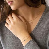 Chaîne à billes en acier inoxydable inaltérable, Ensemble de bracelets double brin en acier inoxydable, Zircon micro-incrusté or 18 carats, Œil porte-bonheur
