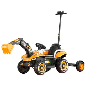 12.7A large battery dual drive remote control children's electric excavator with early education music and light