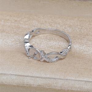 S925 Silver <b>Pearl</b> Ring Accessories Female DIY Fried Dough Twists Empty Holder 7-9 Open Ring Hand Jewelry Product <b>Loose</b> <b>Pearls</b> - Product Image 3