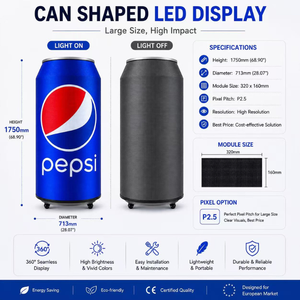Écran LED géant en forme de canette |   360 °   Écran publicitaire numérique avec refroidisseur en option, affichage publicitaire P1.25-P2.5 pour les boissons - Product Image 3