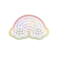 Patch brodé nuage de perles arc-en-ciel scintillant, applique arc-en-ciel pastel pour veste, chapeau, sac à dos, vêtements de fée mignons pour enfants, DIY