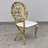 Chaise en acier inoxydable doré avec dossier rond et pieds courbés pour mariage, banquet, hôtel (vente en gros)