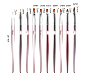 10pcs Set Pink Metal Handle Nail <b>Polish</b> Painting Brush Ombre Gradient Blending Brush Nylon Hair Salon Manicure Nail Brush - Product Image 3
