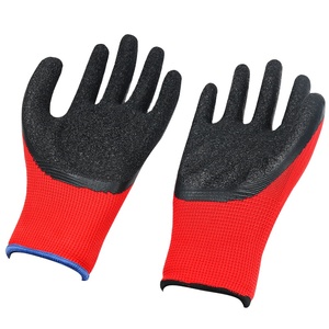 CE EN388-guantes de trabajo de seguridad para la construcción, protectores de manos recubiertos de goma y látex, color rojo, poliéster, arrugado - Product Image 5