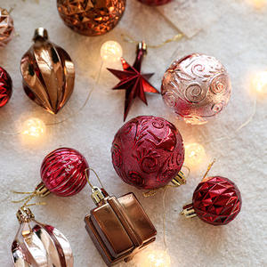 Giáng sinh bóng Hộp Quà Tặng Bóng Mặt dây chuyền trang trí Giáng sinh cây rượu vang đỏ mạ bát giác sao Pinecone bóng mặt dây chuyền trang trí - Product Image 2