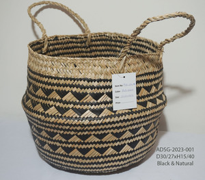 Hot Sale 2025 Handwoven Seagrass Laundry Bolga <b>Basket</b> Hand <b>Woven</b> Belly <b>Basket</b> for Storage Plant Pot <b>Basket</b> - Product Image 4
