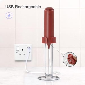 Espumador de leche nano ecológico de plástico recargable, eléctrico de montaje en pared Espumador de café, mezclador de bebidas de mano, fabricante de espuma para café - Product Image 3