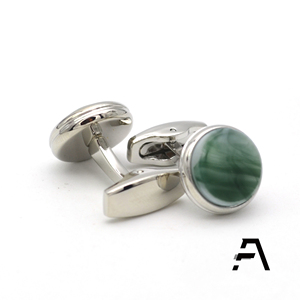 Venta al por mayor de gemelos redondos de piedra de Jade para hombre para Aniversario de fiesta de boda como regalo con piedra principal de metal - Product Image 5